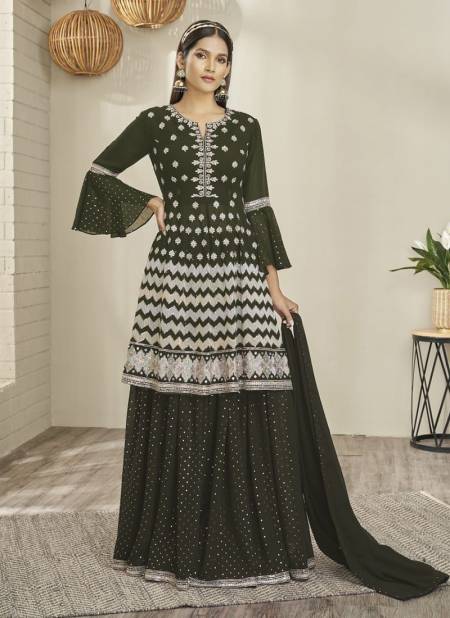 Raw Heena Green Colour ZR V5 Gulzar New Latest Designer Festive Wear Georgette Salwar Suit Collection 1018